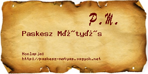 Paskesz Mátyás névjegykártya